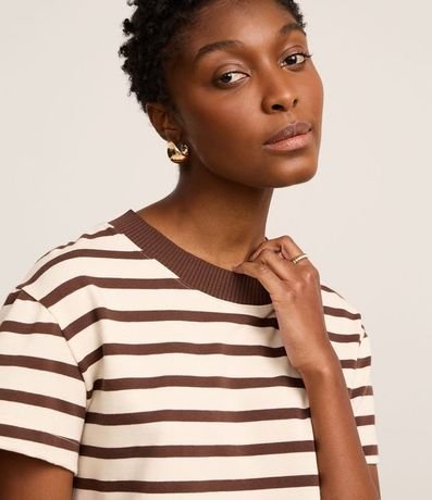 Blusa Rayada en Algodón con Cuello Contrastante 3