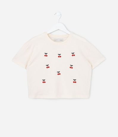 Blusa Cropped Infantil con Bordado Cerezas - Talle 5 a 14 años