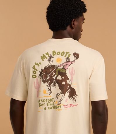 Remera Relaxed en Algodón con Estampa de Caballo "Oops my boots" 3