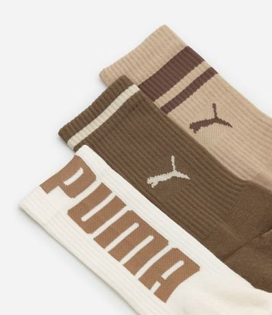 Kit 03 Medias Caña Larga Deportiva en Algodón con Logotipo y Lettering Puma 4