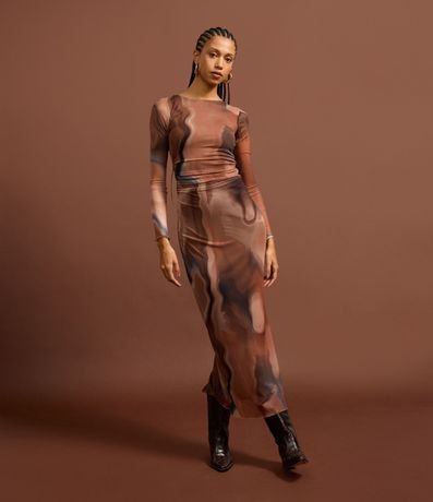Vestido New Midi en Tule con Estampa Abstracta y Espalda Abierta 4