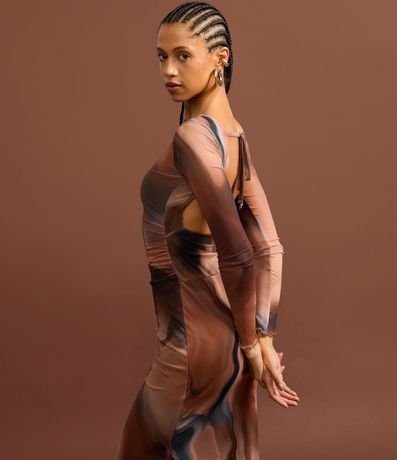 Vestido New Midi en Tule con Estampa Abstracta y Espalda Abierta 5