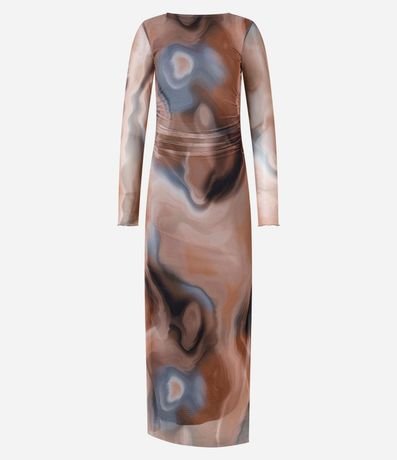 Vestido New Midi en Tule con Estampa Abstracta y Espalda Abierta 6