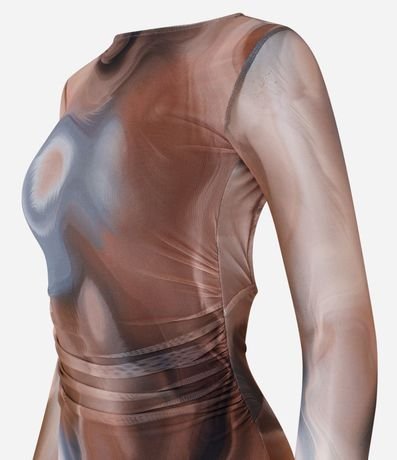 Vestido New Midi en Tule con Estampa Abstracta y Espalda Abierta 7