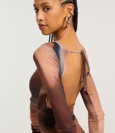 Vestido New Midi en Tule con Estampa Abstracta y Espalda Abierta 3