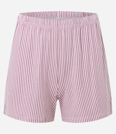 Pijama Short Doll en Viscosa con Detalle de Encaje y Short Listrado 5