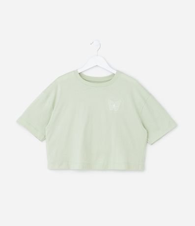 Remera Corta Infantil con Estampa Mariposa - Talle 5 a 14 años