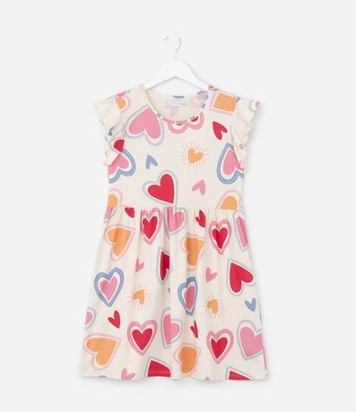 Vestido Infantil con Estampa Corazones - Talle 5 a 14 años
