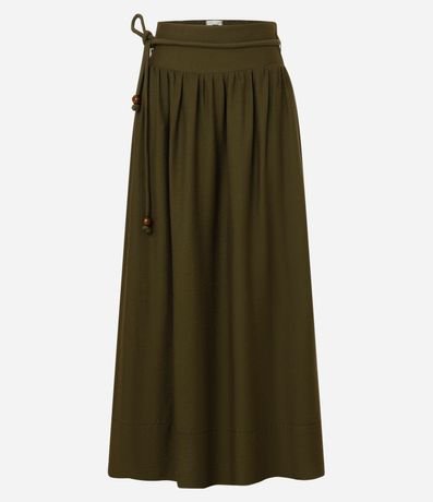 Pollera Evasê Midi en Crepé con Cintura Ancha y cinturón cuerda 7