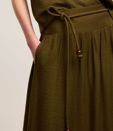 Pollera Evasê Midi en Crepé con Cintura Ancha y cinturón cuerda 4