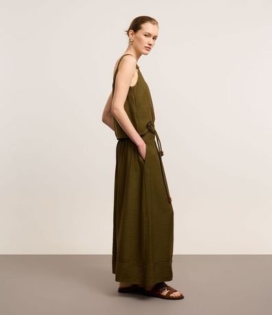 Pollera Evasê Midi en Crepé con Cintura Ancha y cinturón cuerda 5