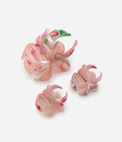 Kit 03 Pinzas para el Pelo de Plástico Efecto Marmorizada en Forma de Flor 2