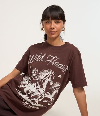 Remera Alargada con Estampado Western Wild Heart