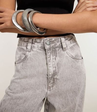 Pantalón Wide Leg en Jeans con Recorte Transversal y Bolsillo Incorporado Cargo 5