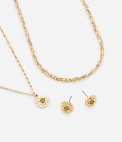 Conjunto de Collar Capas con Colgante y Caravanas Botón