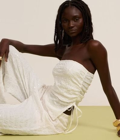 Top sin breteles en Lentejuela con Colissê Lateral y bajo Assimétrica 5