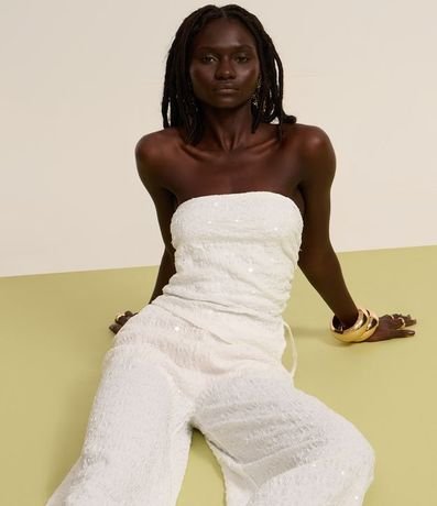 Pantalón Wide Leg en Lentejuela con Cintura Elástica 5