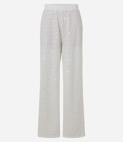Pantalón Wide Leg en Lentejuela con Cintura Elástica 6