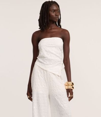 Pantalón Wide Leg en Lentejuela con Cintura Elástica 2