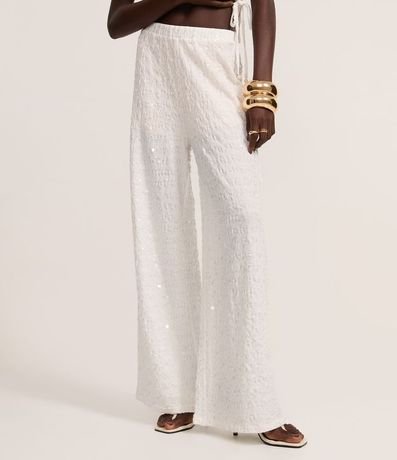 Pantalón Wide Leg en Lentejuela con Cintura Elástica 3