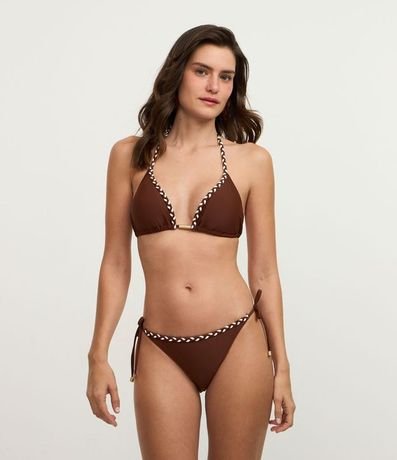 Bikini Bombacha Lazo en Microfibra con Trenzado Bicolor