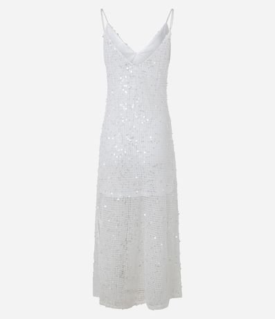 Vestido Long Midi con Lentejuela Salpicado y Forro Corto 8