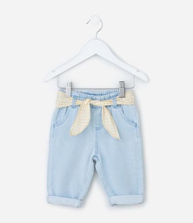 Pantalón Infantil Clochard en Jeans con Cinturón Estampado - Talle 3 a 18 Meses 2