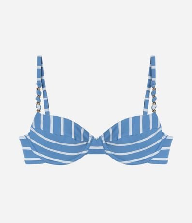 Bikini Top Media Taza en Microfibra Rayada con Adorno en el Bretel 6