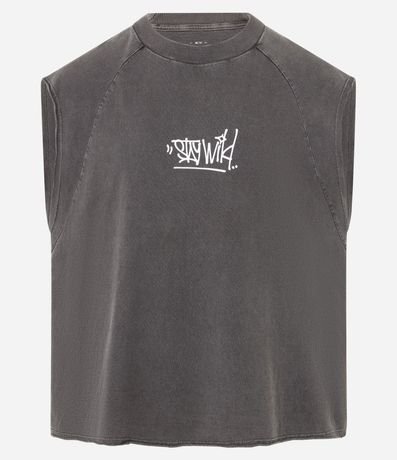 Musculosa Boxy en Algodón con Estampa Lettering y Efecto Desteñido 7