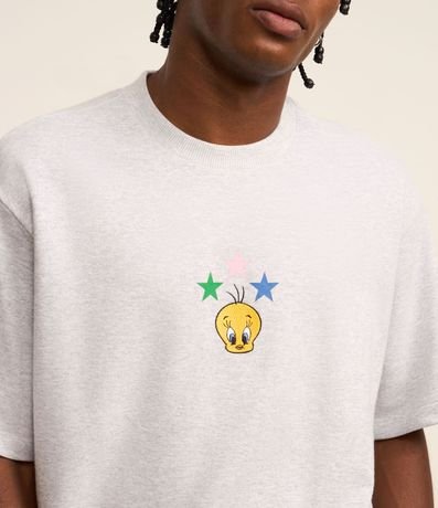 Remera Boxy en Algodón Melange con Estampa dde Piu Piu y Lettering 3