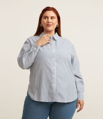 Camisa Alargada en Anarruga Rayada Curve & Plus Size