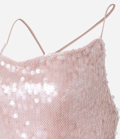 Vestido Recto en Lentejuelas con Bajo Asimétrica y Escote Degagê en la Espalda 7