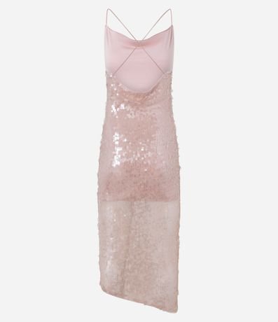 Vestido Recto en Lentejuelas con Bajo Asimétrica y Escote Degagê en la Espalda 8