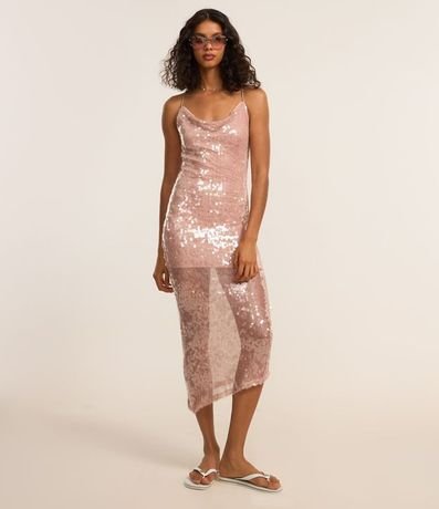 Vestido Recto en Lentejuelas con Bajo Asimétrica y Escote Degagê en la Espalda 2