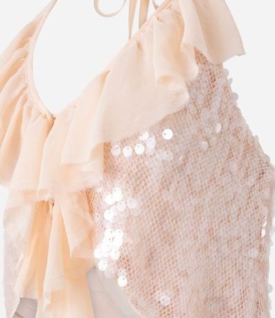 Blusa Frente Única en Poliamida con Lentejuelas y Volados 8