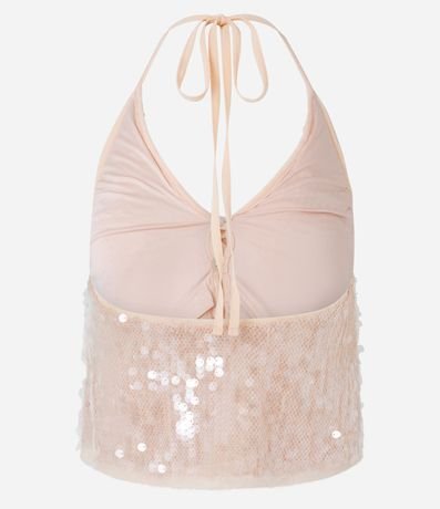 Blusa Frente Única en Poliamida con Lentejuelas y Volados 9