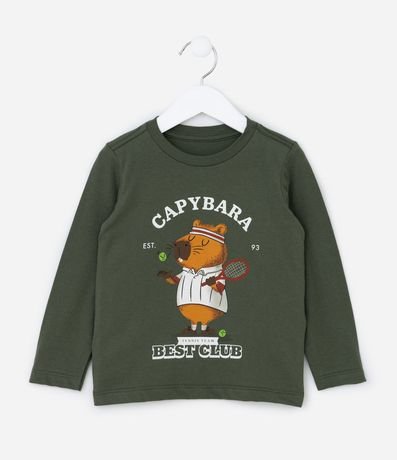 Remera Infantil en Algodón con Estampa Capivara Tenista - Talle 1 a 6 años