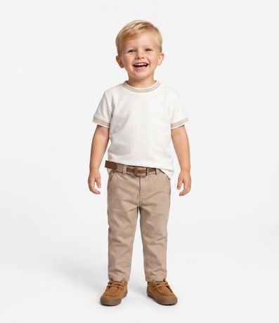 Remera Infantil Texturizada con Viés Contrastantes - Talle 1 a 6 años