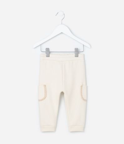 Pantalón Infantil en Algodón Calentito con Bolsillo Lateral Encaje - Talle 0 a 18 meses