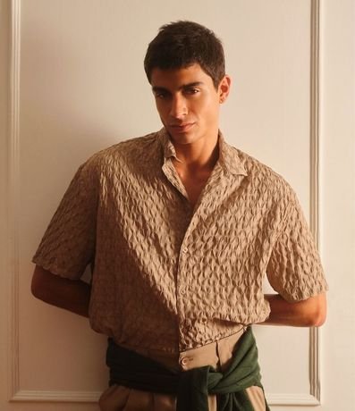 Camisa Boxy en Tricolina con Textura Geométrica