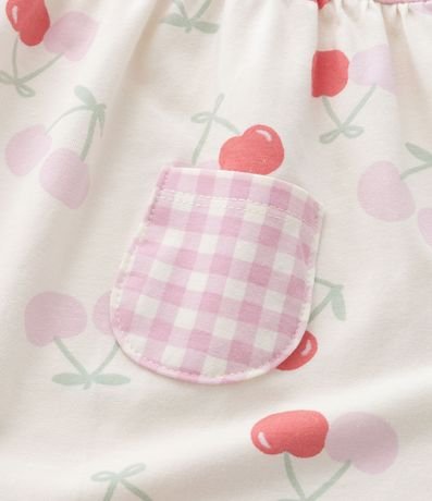 Vestido Infantil con Estampa de Cuadros y Cerezas - Talle 0 a 18 Meses 6