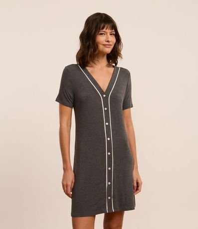Camisón Corta en Viscosa con Botones y Bies Contrastante 2