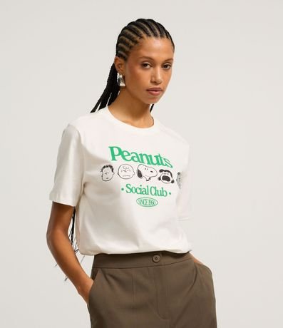 Remera Alargada en Algodón con Estampa Frente y Espalda Peanuts