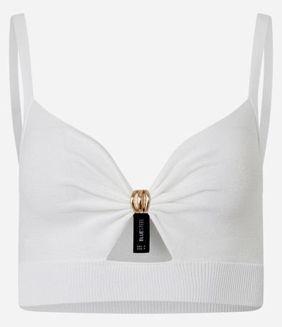 Blusa Super Cropped en Punto con Adornos en el Busto 4