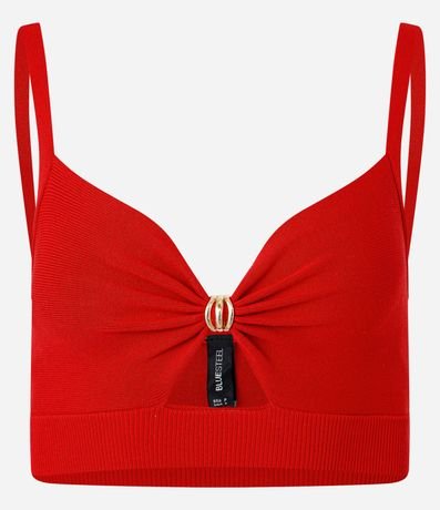 Blusa Super Cropped en Punto con Adornos en el Busto 5