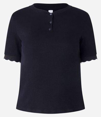 Blusa en Rib con Botones y Detalle en las Mangas 4