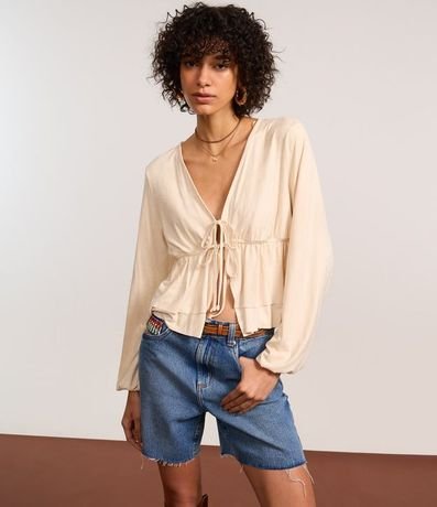 Blusa Bata en Gamuza con Lazo y Volados 4