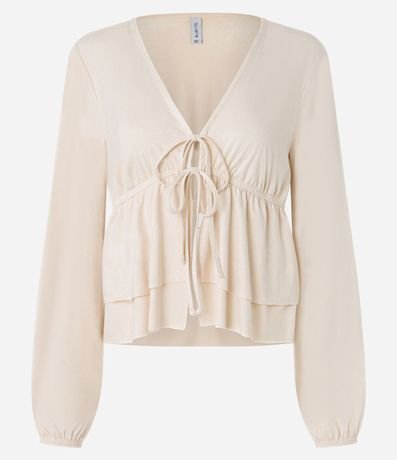 Blusa Bata en Gamuza con Lazo y Volados 6