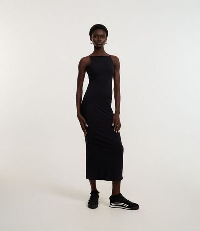 Vestido Midi con Breteles Finos y Fenda 1