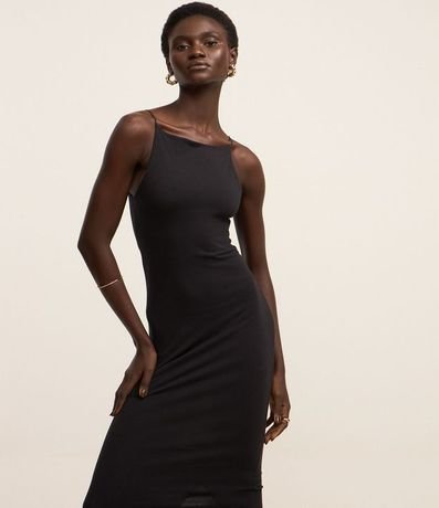 Vestido Midi con Breteles Finos y Fenda 4